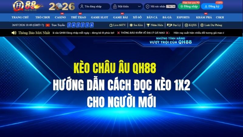 Kèo Châu Âu QH88: Hướng Dẫn Cách Đọc Kèo 1X2 Cho Người Mới